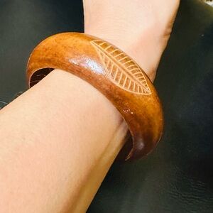 Carved Brown Wooden Bangle
